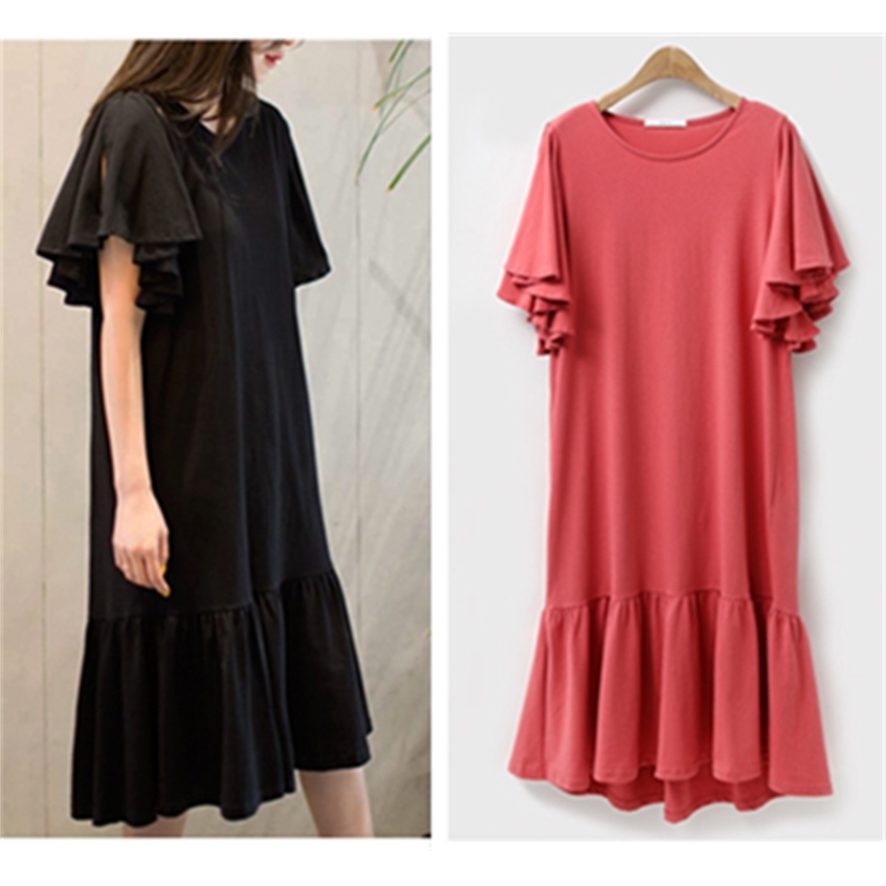 Summer Arrival Woman T-Shirt Fashion O-Collar Elegance Dresses Korean Style Women Clothing s D86207L 210416