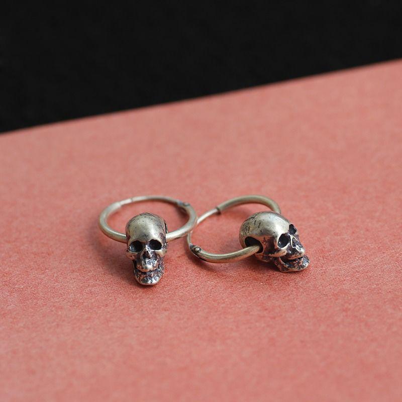 Stud Retro Style 925 Sterling Silver Earrings Handmade Skull Ring Punk Rock Band Jewelry Accessories, Golden;silver
Stud Retro Style 925 Sterling Silver Earrings Handmade Skull Ring Punk Rock Band Jewelry Accessories, Golden;silver