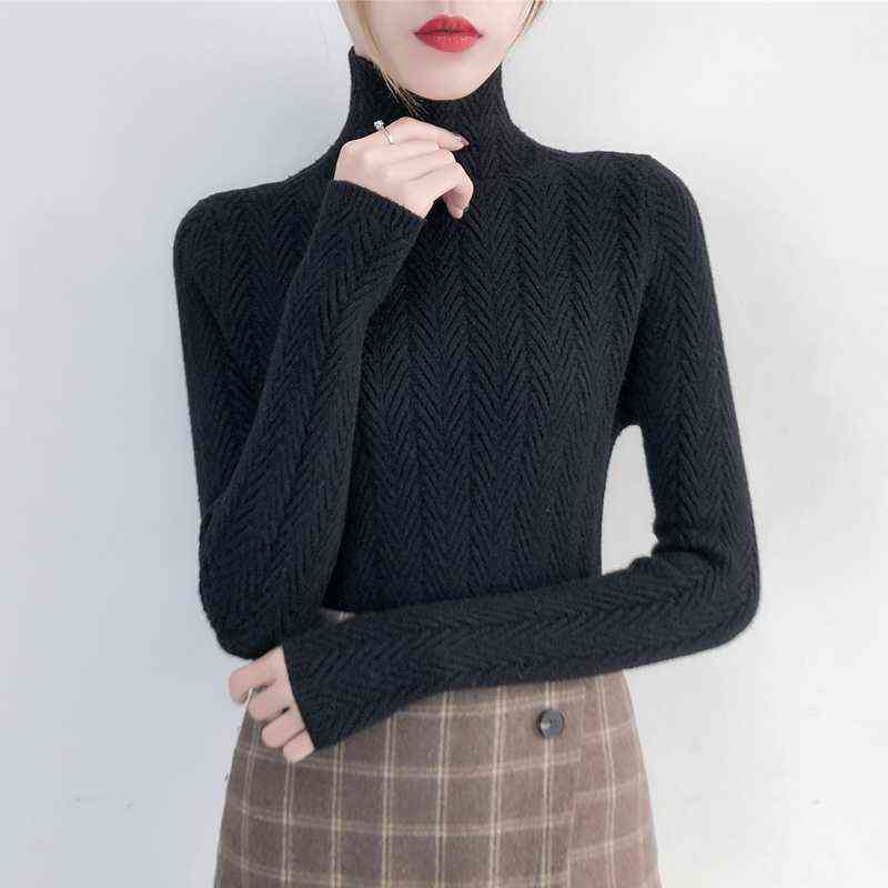 Underwear Woman Autumn and Winter sweater Slim Bottom Shirt Long Sleeve Tight Knitted Thickening 211215