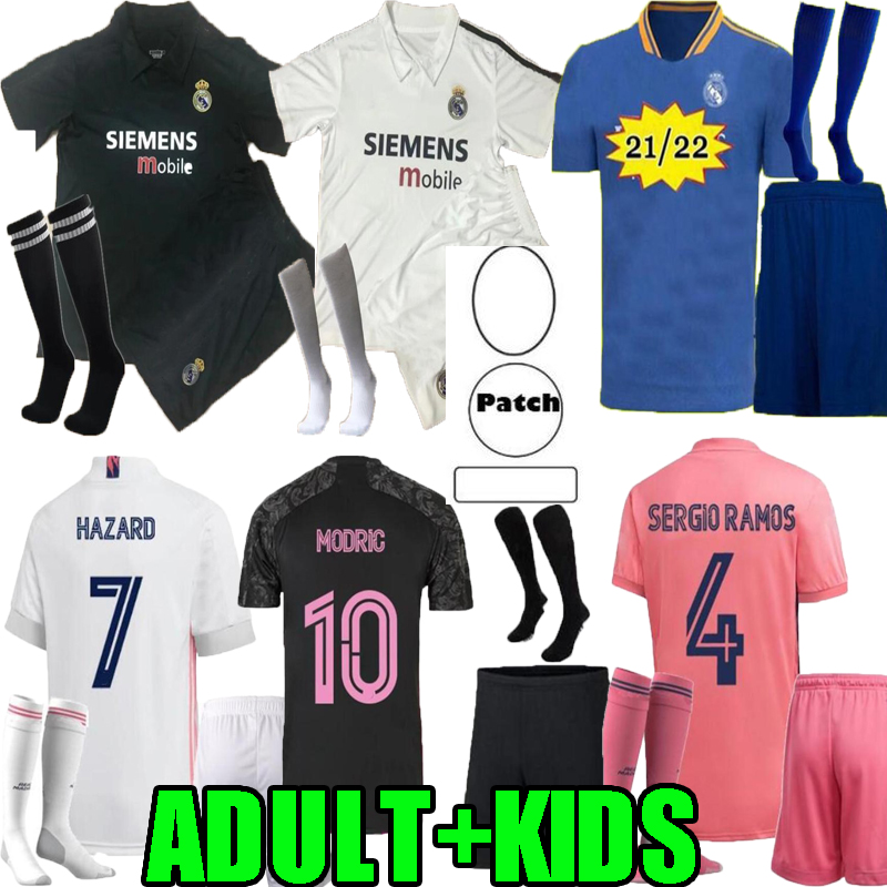 02 03 21 22 adult Kids Real madrid SERGIO RAMOS soccer Jerseys 2021 2022 2002 2003 HAZARD ISCO MODRIC ASENSIO KROOS BENZEMA VINICIUS JR childen football kit, 1986