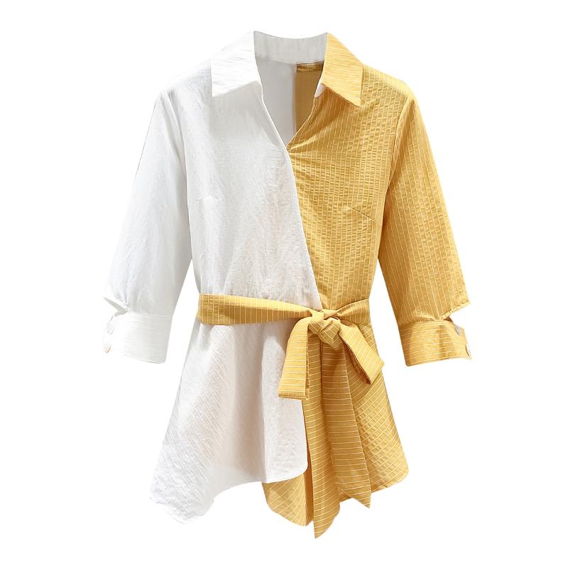 Women' Blouses & Shirts Shirt 2021 Summer Asymmetric Stitching Collar Half Sleeve Striped Belt Casual Top[2-8272#, Blue
Women' Blouses & Shirts Shirt 2021 Summer Asymmetric Stitching Collar Half Sleeve Striped Belt Casual Top[2-8272#, Blue