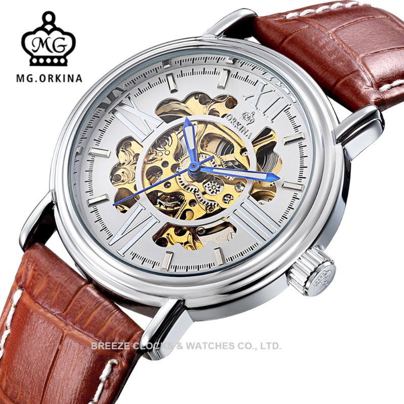 Wristwatches MG. ORKINA Engraved Movement Self Winding Watches Automatic Watch Men Leather Band Automatik Relojes Hombre 2021, Slivery;brown
Wristwatches MG. ORKINA Engraved Movement Self Winding Watches Automatic Watch Men Leather Band Automatik Relojes Hombre 2021, Slivery;brown