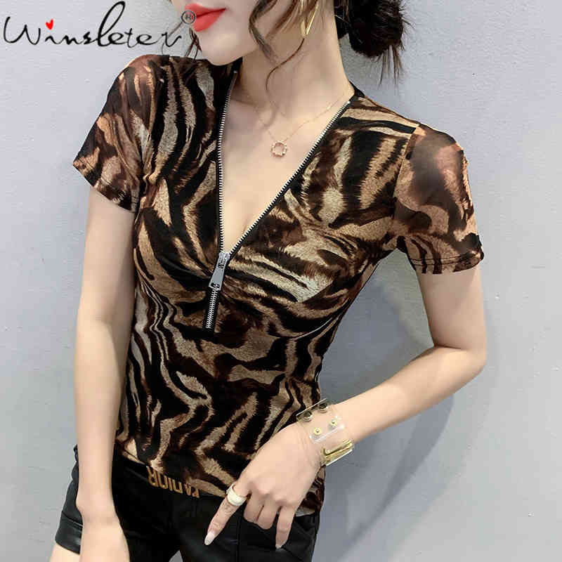 Women's T-Shirt Summer European Clothes Mesh Sexy Fashion V-Neck Zipper Print Women Tops Short Sleeve All Match Casual Tees 2021 T, Tiger pattern tshirt
Women's T-Shirt Summer European Clothes Mesh Sexy Fashion V-Neck Zipper Print Women Tops Short Sleeve All Match Casual Tees 2021 T, Tiger pattern tshirt