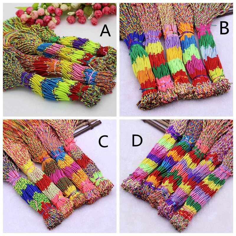 100pcs/set Girls Colorful Bracelet Colorful Line Hand-woven Handmade Bracelet Jewelry Good Wish for Kids Men Women Gift