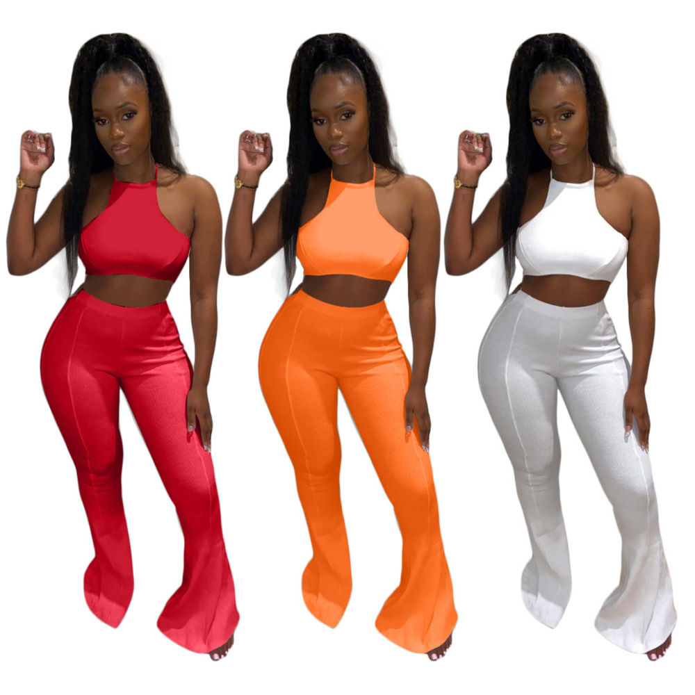 Casual Bodycon Halter Neck Backless Crop Top+back Cut Out Bell Bottom Pants Sets Women Off Shoulder 2 Piece Outfits, White
Casual Bodycon Halter Neck Backless Crop Top+back Cut Out Bell Bottom Pants Sets Women Off Shoulder 2 Piece Outfits, White