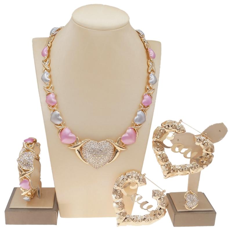 Earrings & Necklace Women's Jewelry Set Wedding Party Love Heart Crystal Bracelet Ring High Quality Gold, Silver
Earrings & Necklace Women's Jewelry Set Wedding Party Love Heart Crystal Bracelet Ring High Quality Gold, Silver