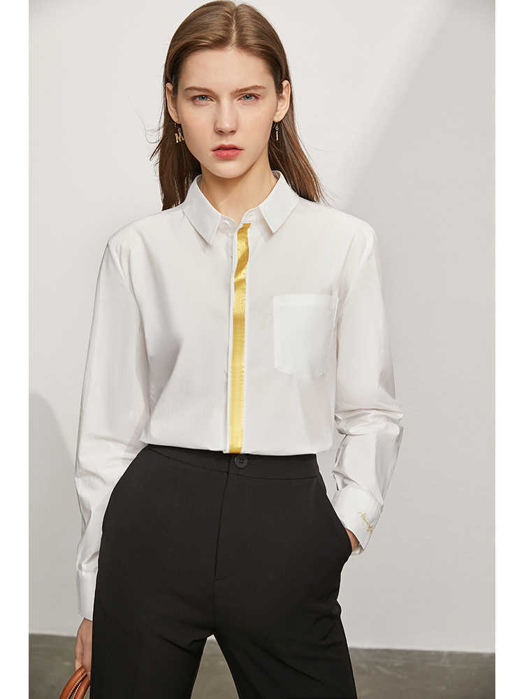 Minimalism Spring Women's Shirt Offical Lady Turn-down Collar Printed Loose Female Blouse Causal Women Tops 12130118 210527