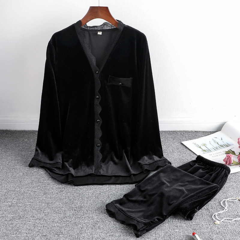 2021lisacmvpnel gold velvet keep warm women pajama set lace long sleeve suit pyjamas, Black;red
2021lisacmvpnel gold velvet keep warm women pajama set lace long sleeve suit pyjamas, Black;red