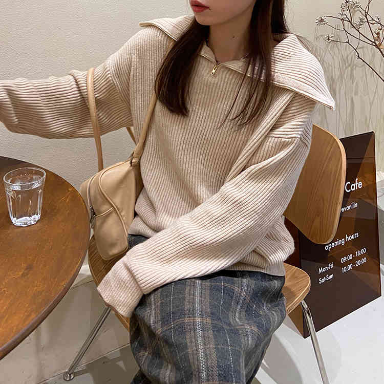 3 Colors Autumn Winter Korean style Knitted Sweaters Women Loose zipper Turtleneck Warm Sweater Female Jumpers (F1474 210423