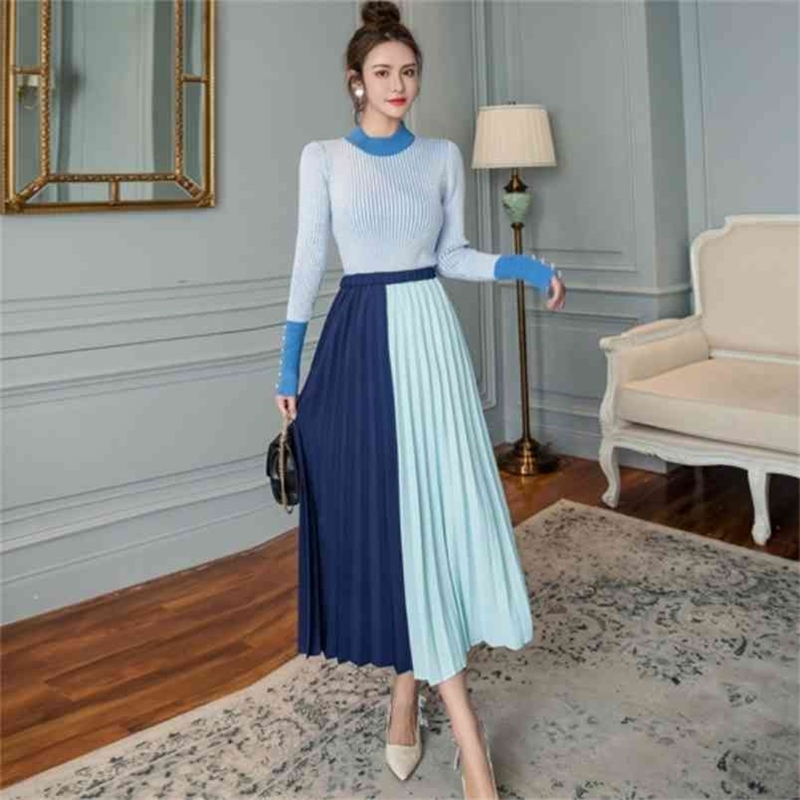 Autumn spring Women elegant Sweater Pullover + Pleated skirt 2 piece set Hit color Knitted midi dress Slim sweater suit 210519, Picture color
Autumn spring Women elegant Sweater Pullover + Pleated skirt 2 piece set Hit color Knitted midi dress Slim sweater suit 210519, Picture color