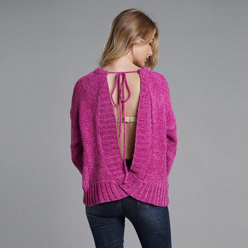 High Quality Fashion Sweater Women Sexy Autumn Winter Open Back Cross Knit Sweaters Soft Warm Pullover Woman Loose Soild Color Women's, White;black
High Quality Fashion Sweater Women Sexy Autumn Winter Open Back Cross Knit Sweaters Soft Warm Pullover Woman Loose Soild Color Women's, White;black