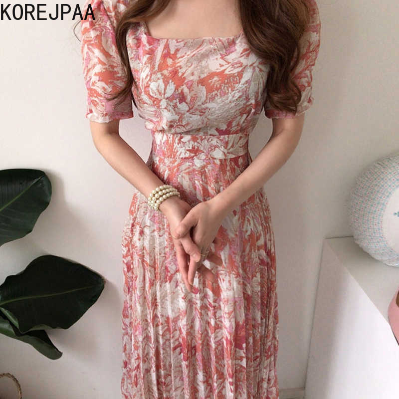 Korejpaa Women Dress Summer Korean Chic Female Elegant Retro Square-Necked Colored Slimming Long Chiffon Pleated Vestidos 210526, Red
Korejpaa Women Dress Summer Korean Chic Female Elegant Retro Square-Necked Colored Slimming Long Chiffon Pleated Vestidos 210526, Red