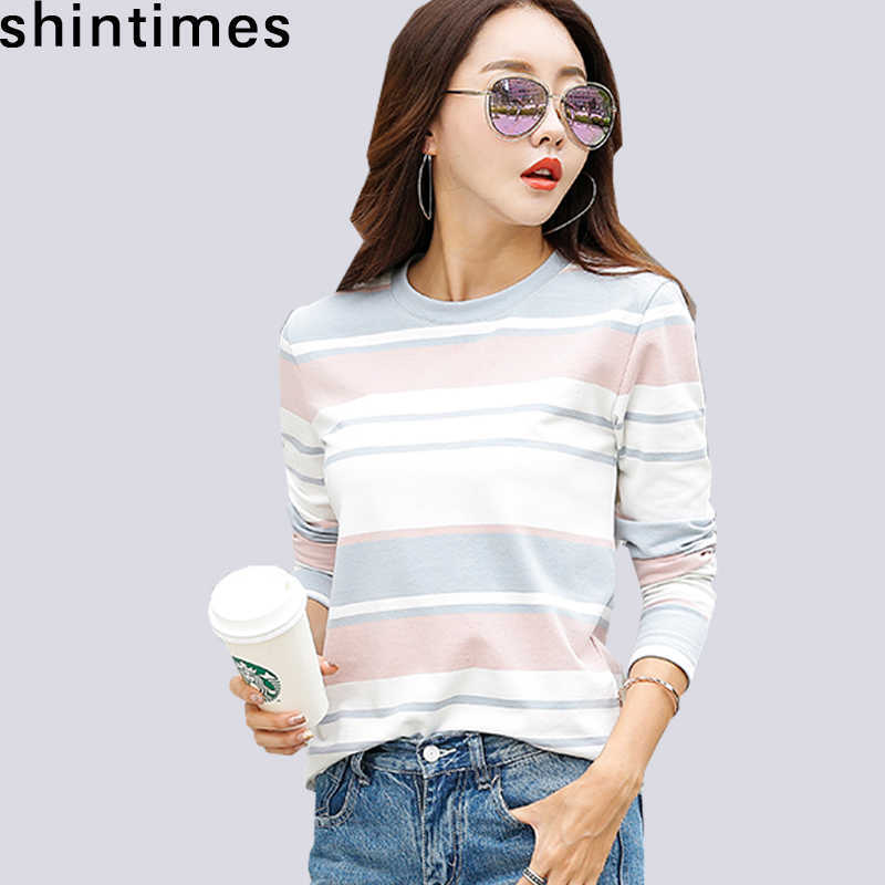 shintimes Autumn White Striped Female T-Shirt Long Sleeve T Women Clothes Casual Cotton Fashion Tee Femme 210615, Light blue
shintimes Autumn White Striped Female T-Shirt Long Sleeve T Women Clothes Casual Cotton Fashion Tee Femme 210615, Light blue