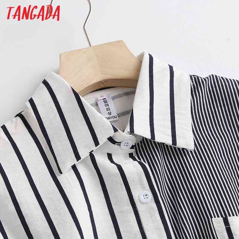 Women Striped Print Chiffon Long Sleeve Spring Chic Female Casual Loose Shirt WF31 210416