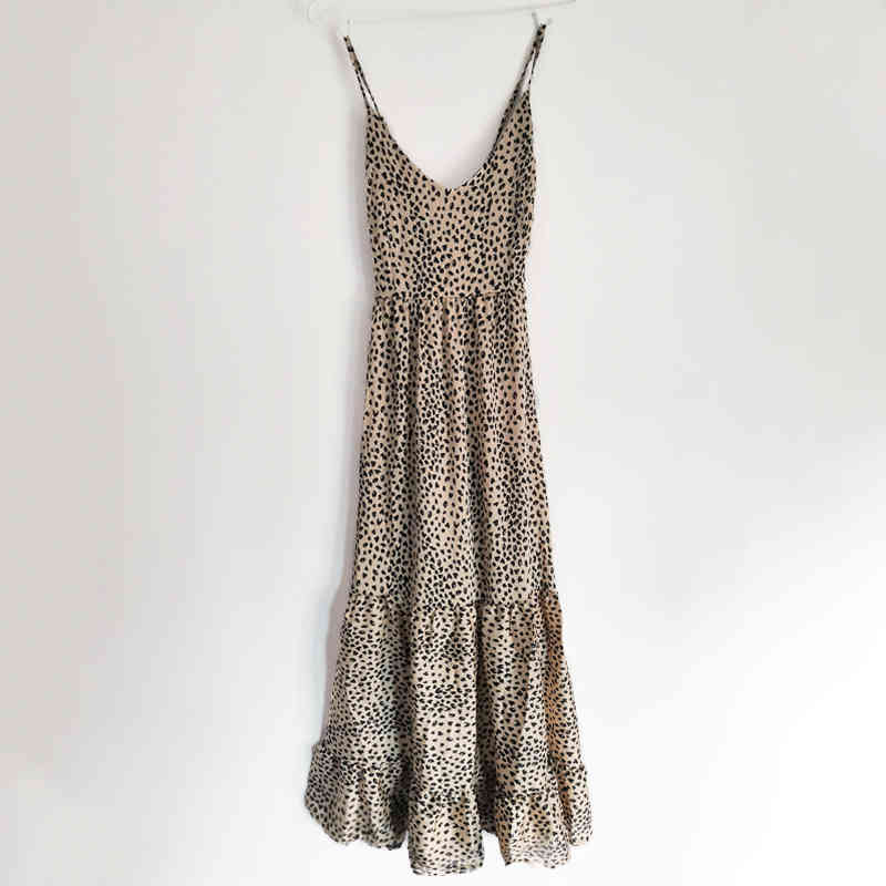Foridol Elegant Backless Lace Up Summer Dress Women Clothing Sleeveless Leopard Maxi Boho Beach Dress Lady Long Vestido Feminino 210415