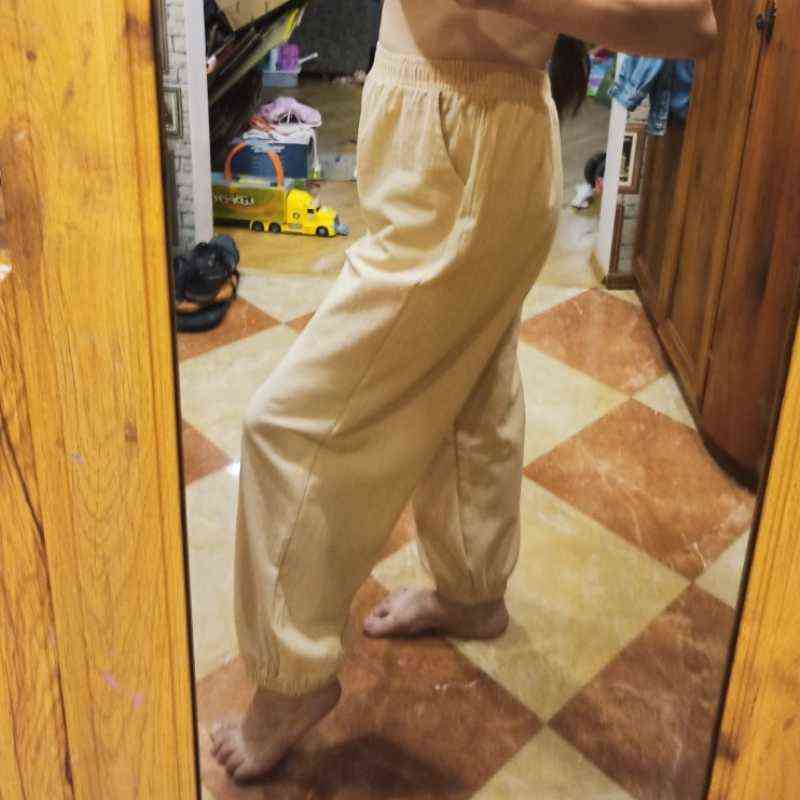 Summer Autumn Casual Cotton Linen Pants Women Elastic Waist Solid Basic Loose Women's Harem Plus Size Trousers 211115