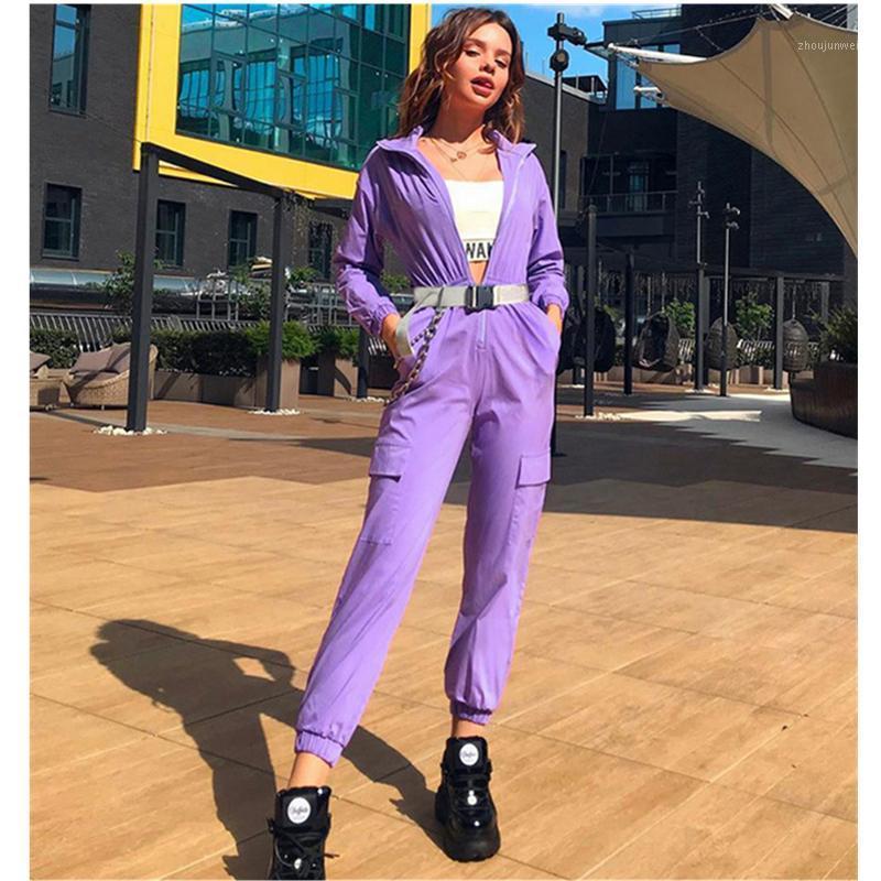 Women' Jumpsuits & Rompers Hip Hop Zipper Stand Collar Big Pocket Loose With Belt Women Casual Go Out Sport Overalls Purple Playsuits
Women' Jumpsuits & Rompers Hip Hop Zipper Stand Collar Big Pocket Loose With Belt Women Casual Go Out Sport Overalls Purple Playsuits