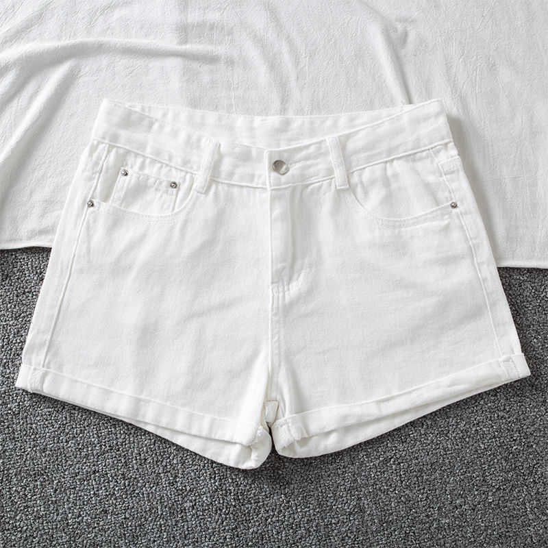 Fitaylor Summer Women High Waist Wide Leg Classic Solid Color Black Denim Shorts Casual Female White Blue Loose Jeans 210714