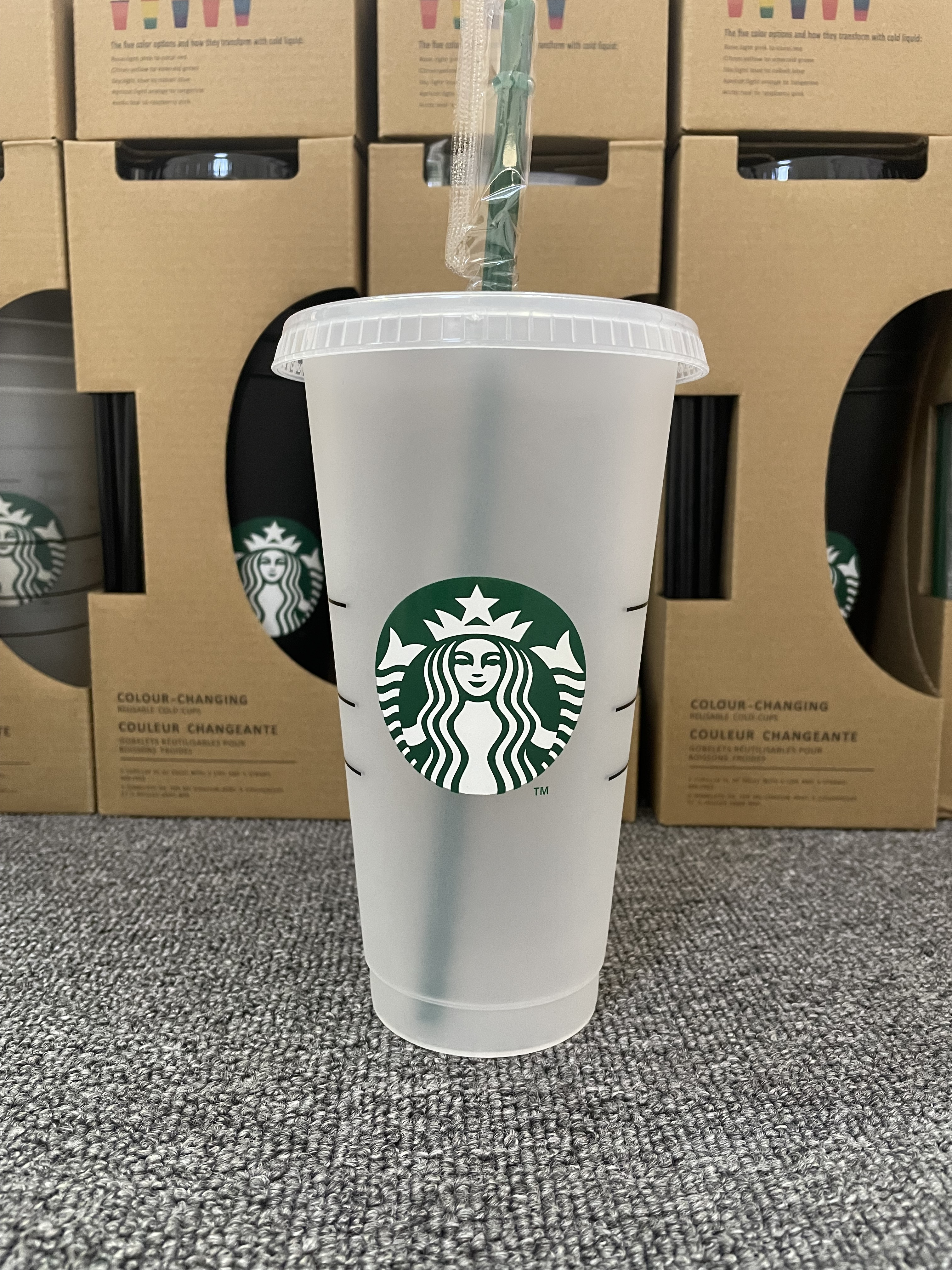 Plastic Starbucks 24OZ/710ml Tumbler Reusable Clear Drinking Flat Bottom Cup Pillar Shape Lid Straw Mug Bardia, Silicone coasters
Plastic Starbucks 24OZ/710ml Tumbler Reusable Clear Drinking Flat Bottom Cup Pillar Shape Lid Straw Mug Bardia, Silicone coasters