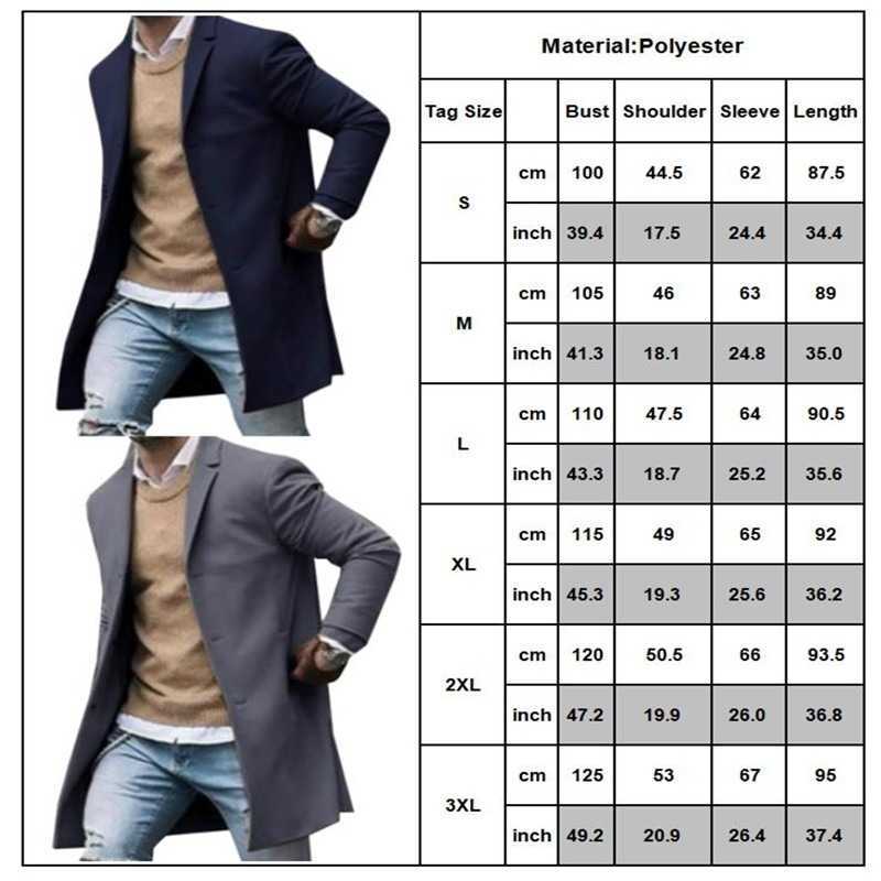 Men Business Coat Spring Autumn Trench Coats Superior Quality Buttons Male Fashion Outerwear Jackets Windbreaker Plus Size 210819