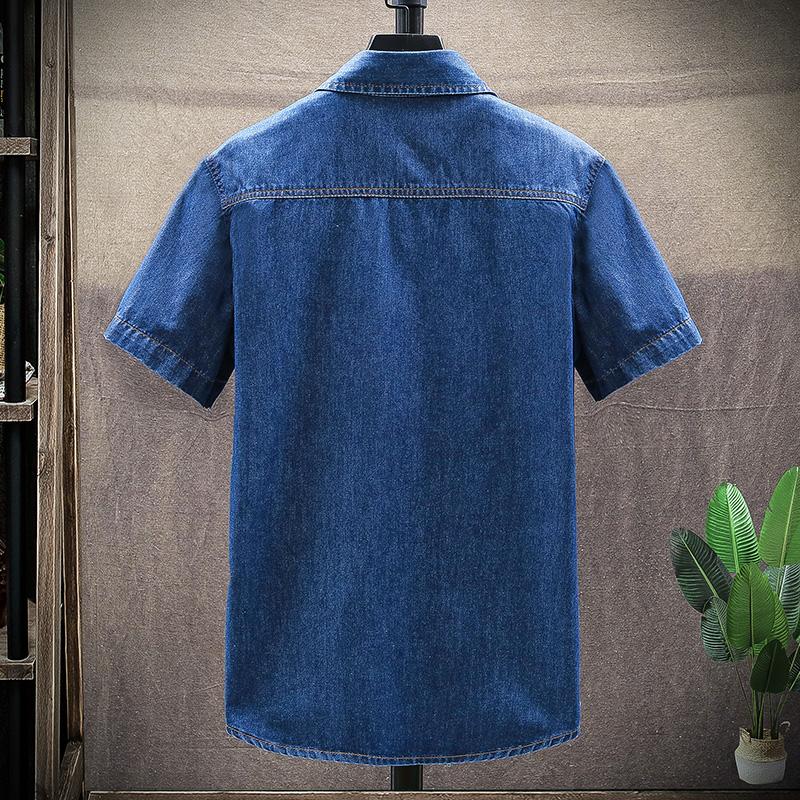 Summer Men Shirts Denim Shirt Men's Short Sleeve Slim Casual Streetwear Jeans