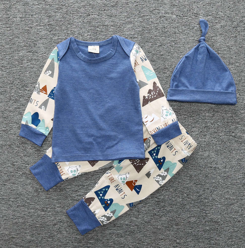 Newborn Clothing Set baby boy clothes Tops Pants Hat 3PCS Outfits kids clothes Casual Boys, Blue
Newborn Clothing Set baby boy clothes Tops Pants Hat 3PCS Outfits kids clothes Casual Boys, Blue