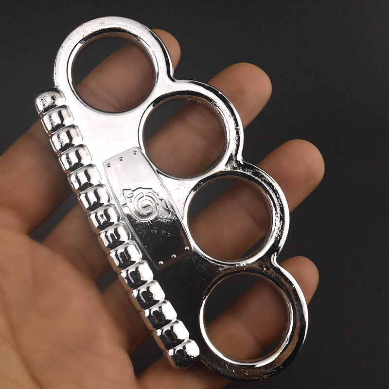 Strong Metal Tiger Brass Knuckle Duster Four Finger Martial Arts Fighting Iron Fist Ring - Hand Support Self-Defense Pocket EDC Tool