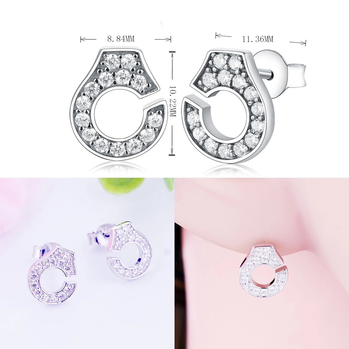 925 Sterling Silver Vintage Handcuffs Stud Earrings Fashion For Women Brincos Wedding Gift Bridal Bridemaid Pendientes Jewelry