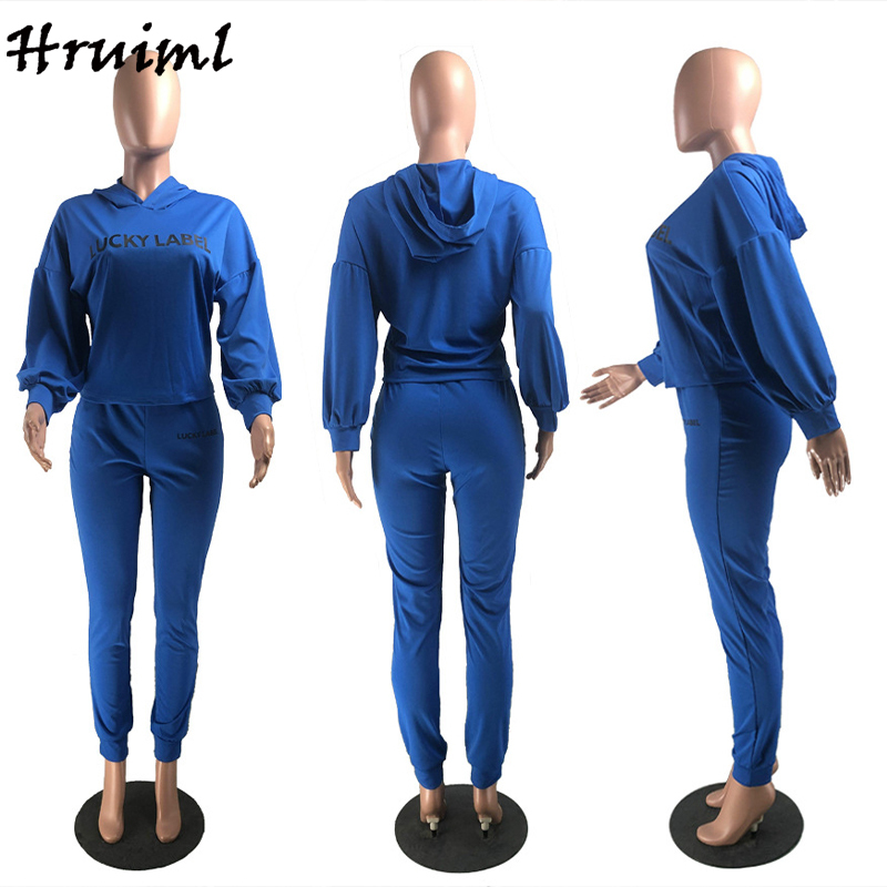 Hoddie for Women Fashion Solid Color Elastic Waist Letter Printing Outfits Matching Sets Casual Mujer Chaqueta 210513