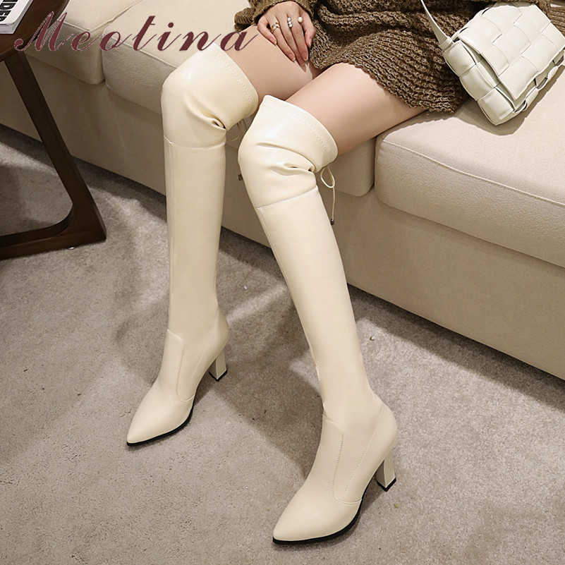 Meotina Women Over The Knee Boots Shoes Pointed Toe Thick Heels Long Boots Lace Up Super High Heel Stretch Thigh Boots Silver 210608, Black
Meotina Women Over The Knee Boots Shoes Pointed Toe Thick Heels Long Boots Lace Up Super High Heel Stretch Thigh Boots Silver 210608, Black