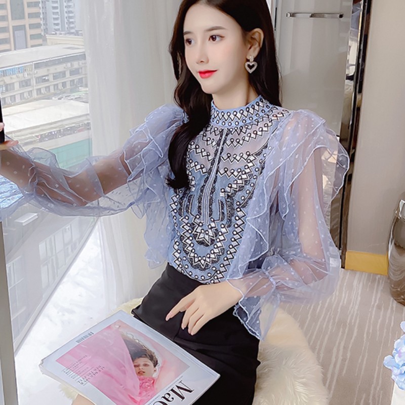 Sweet Patchwork Bowknot Denim Shirts For Women Summer Peter Pan Collar Short Sleeve Slim Casual Blouse Female Fashion 210519