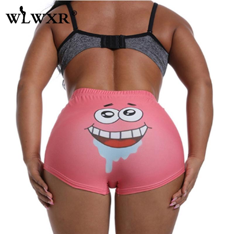 Print Summer Sweat Biker Shorts Women Fitness High Waist Candy Female Sexy Bodycon Gushers Snack Booty 2021 Women's