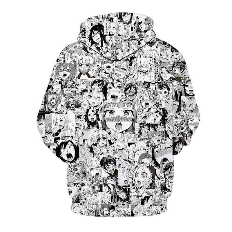 2020New Hoodies Ahegao 3D Print Hooded Sweatshirt Men Women Casual Fashion Pullover Hoodie Hentai Harajuku Anime Girl Tops Coat Y0804