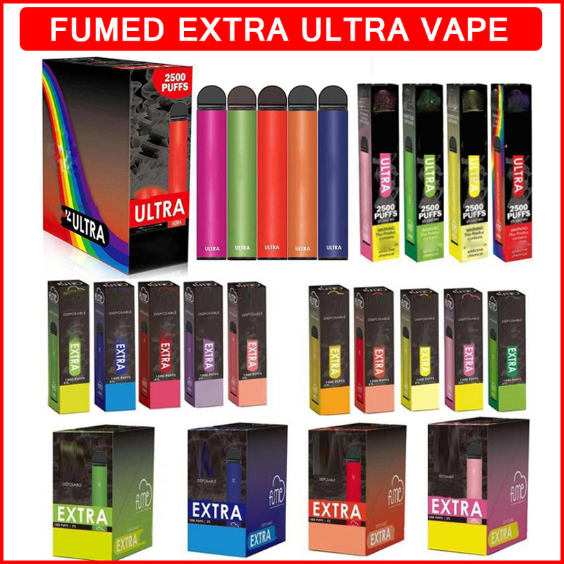 Fumed Extra ULTRA Disposable Cigarette Vape Stick 850mAh Battery 1500 2500 Puffs Large Pods Cartridges Vapors Device e Cigs Vaporizers
Fumed Extra ULTRA Disposable Cigarette Vape Stick 850mAh Battery 1500 2500 Puffs Large Pods Cartridges Vapors Device e Cigs Vaporizers