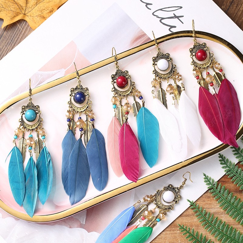 Women's Tassel Long Feather Earring Female 2021 Retro Personality Rice Bead Fashion Jewelry Ethnic Summer Bohemian Dangle Earrings
Women's Tassel Long Feather Earring Female 2021 Retro Personality Rice Bead Fashion Jewelry Ethnic Summer Bohemian Dangle Earrings