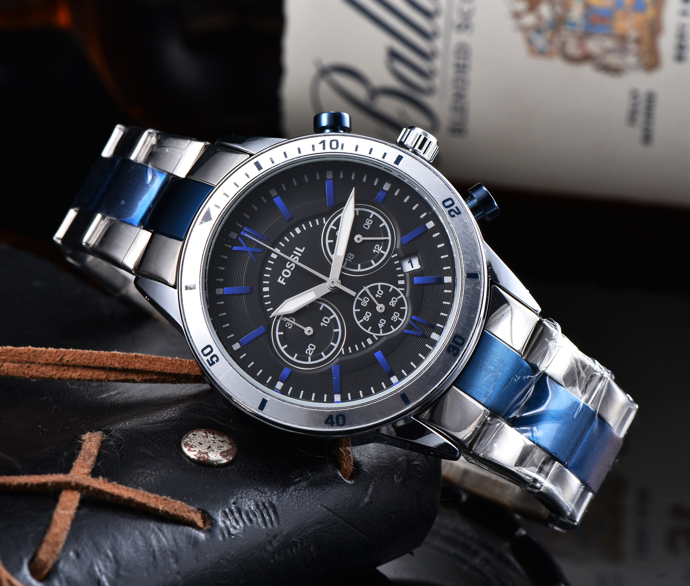 fossi Six stitches Mens Watch Round big dial All dials working Stopwatch Luxury Watches metal Strap Top Brand Quartz Wristwatch High Quality
fossi Six stitches Mens Watch Round big dial All dials working Stopwatch Luxury Watches metal Strap Top Brand Quartz Wristwatch High Quality