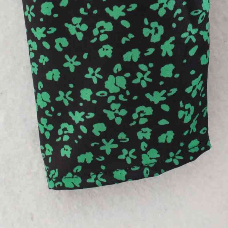 Women Green Flower Print Square Collar Slim Mini Dress Female Long Sleeve Clothes Casual Lady Vestido D7607 210430