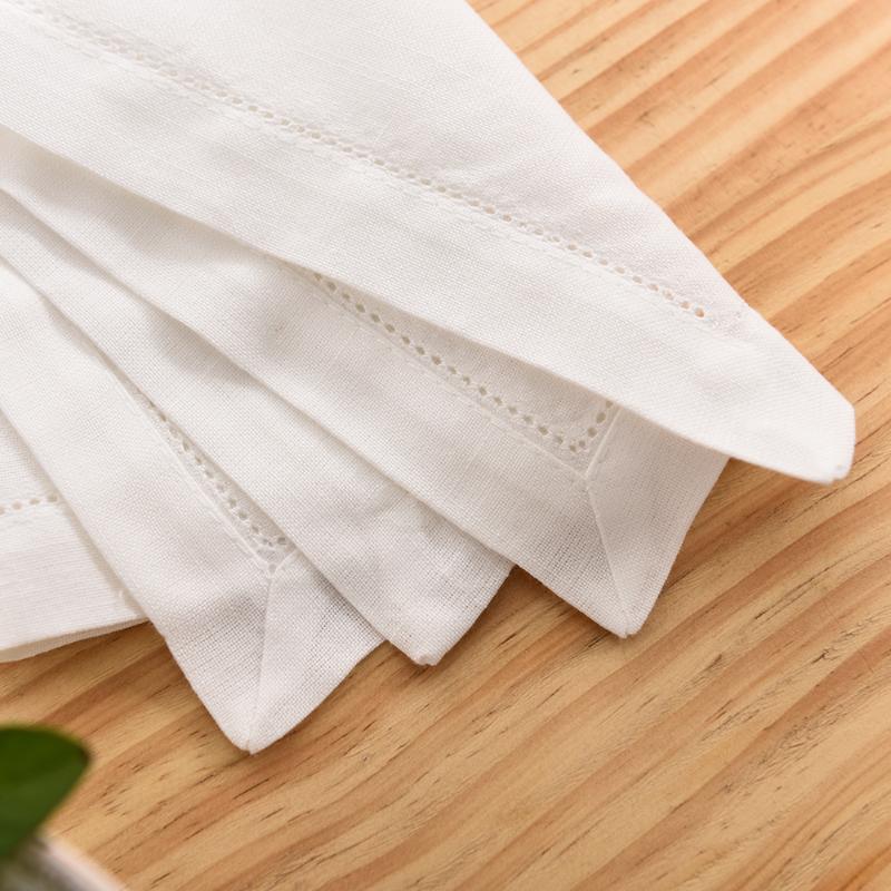 Table Napkin 12pcs Napkins Wedding Party Dinner White Cloth Restaurant Home Cotton Linen Handkerchie 4 Size