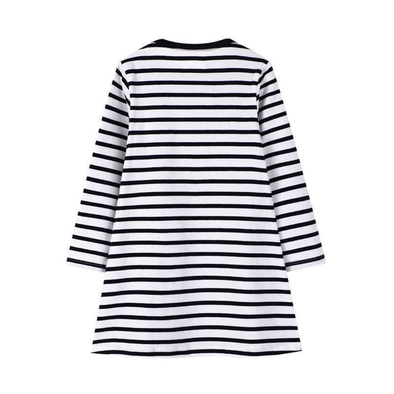 Jumping Meters Long Sleeve Princess Stripe Dresses Animals Applique Autumn Spring Kids Girls 210529