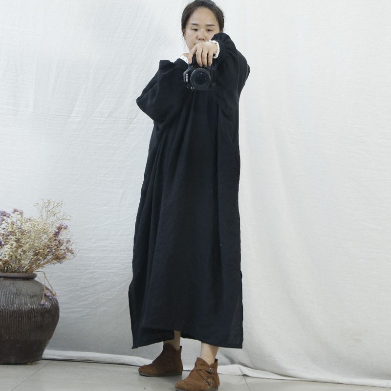 Johnature Autumn Loose Leisure Cotton Linen Patchwork Fungus Collar Plus Size Dress Women Solid Color Long Sleeve Dress 210521, Black
Johnature Autumn Loose Leisure Cotton Linen Patchwork Fungus Collar Plus Size Dress Women Solid Color Long Sleeve Dress 210521, Black
