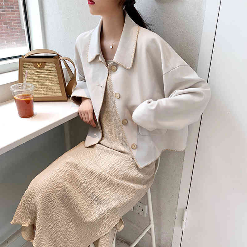 Solid Elegant Blend Coat Women Autumn Spring Turn Down Collar Batwing Long Sleeve Fashion Jacket Pockets Woolen Casual Outwear 210515