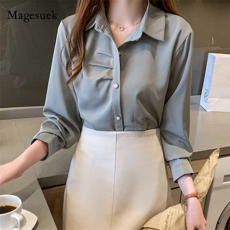 Autumn Korean Style All-match Women Blouse Long Sleeve Satin Tops Solid Bottoming Turn-down Collar Cardigan Shirt 10994 210518, Lake blue
Autumn Korean Style All-match Women Blouse Long Sleeve Satin Tops Solid Bottoming Turn-down Collar Cardigan Shirt 10994 210518, Lake blue