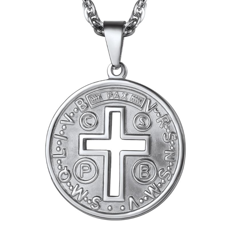 Pendant Necklaces Stainless Steel St Benedict Medal Necklace, Men Women Protective Jewelry, 18K Real Gold Plating, 22-24 Inches Adjustable C, Silver
Pendant Necklaces Stainless Steel St Benedict Medal Necklace, Men Women Protective Jewelry, 18K Real Gold Plating, 22-24 Inches Adjustable C, Silver