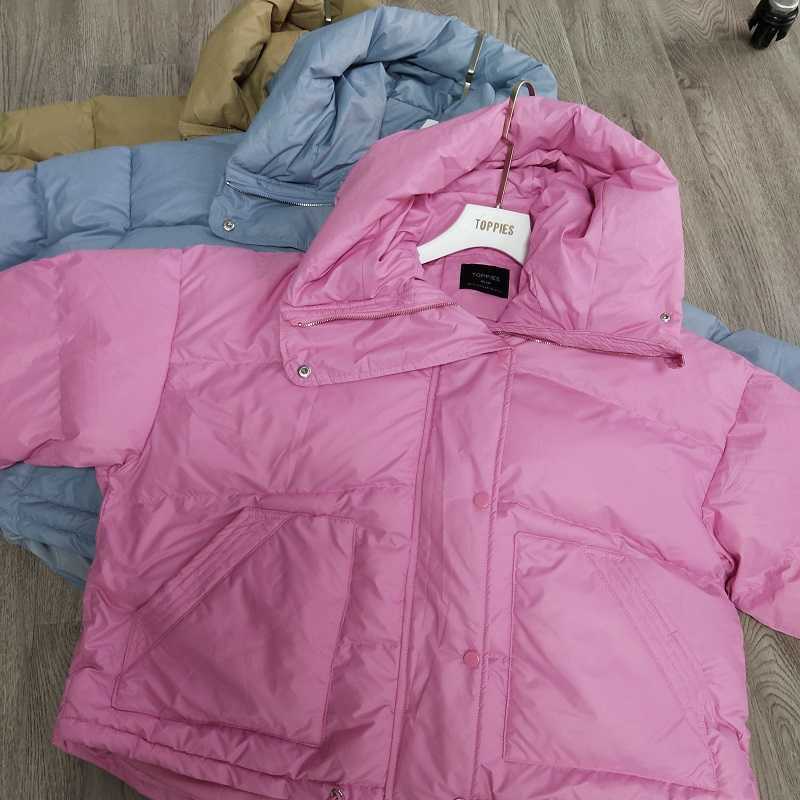 Toppies Female Hooded Outwear Warm Bread Jackets Loose Casual Candy Color winter jacket fashion Korean 211008