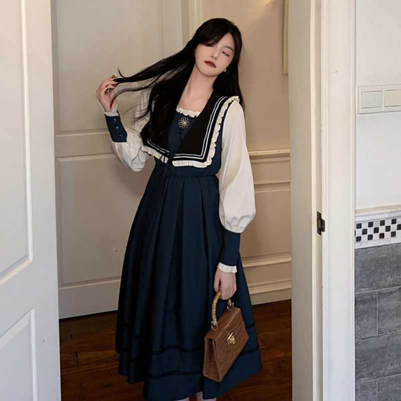 French Elegant Vintage Dress Women Casual Elegant Retro Dress Female Puffer Sleeve Spring Kawaii Dress Korean 210521