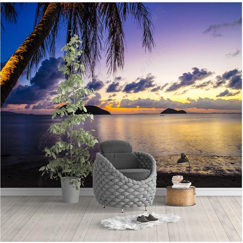 3d customized wallpaper purple beach wallpapers beautiful scenery wallpapers