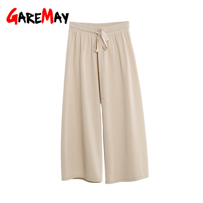 Spring Wide Leg Pants Women Loose Casual Cropped Pant Female Streetwear High Waist Straight Harem for Cargo 210428