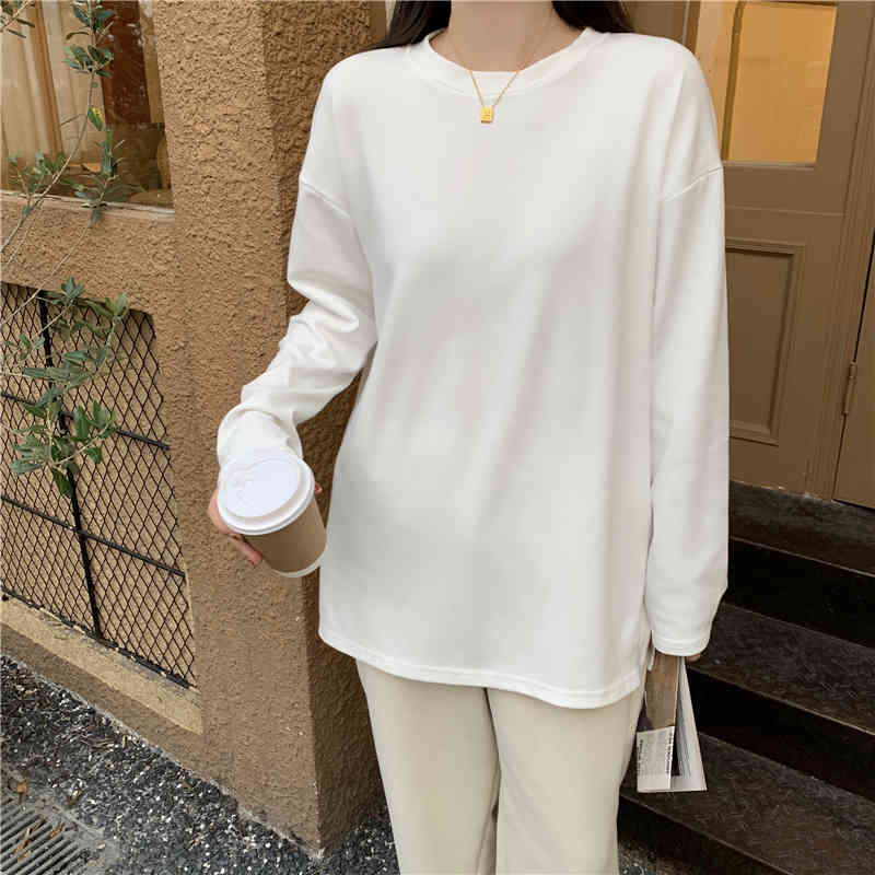 White Basic Brief Tops Arrival T-shirt Korean Solid Loose Stylish Women All Match Casual Female T-Shirts 210421