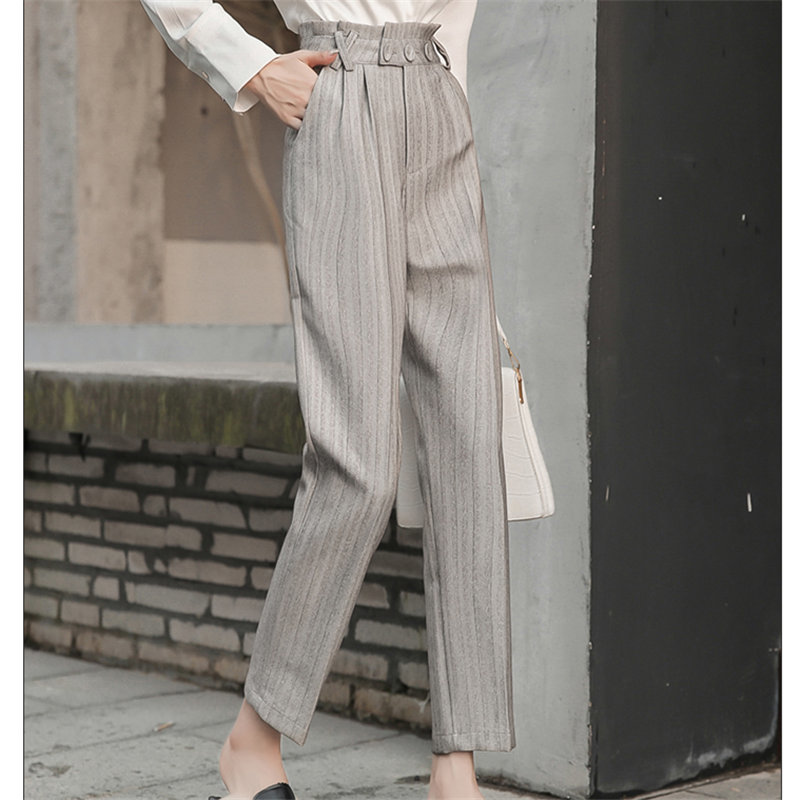 Loose Slim Streetwear Plus Thick Autumn Professional Ankle-Length Pants All-Match Casual Straight Office Lady Trousers 210421