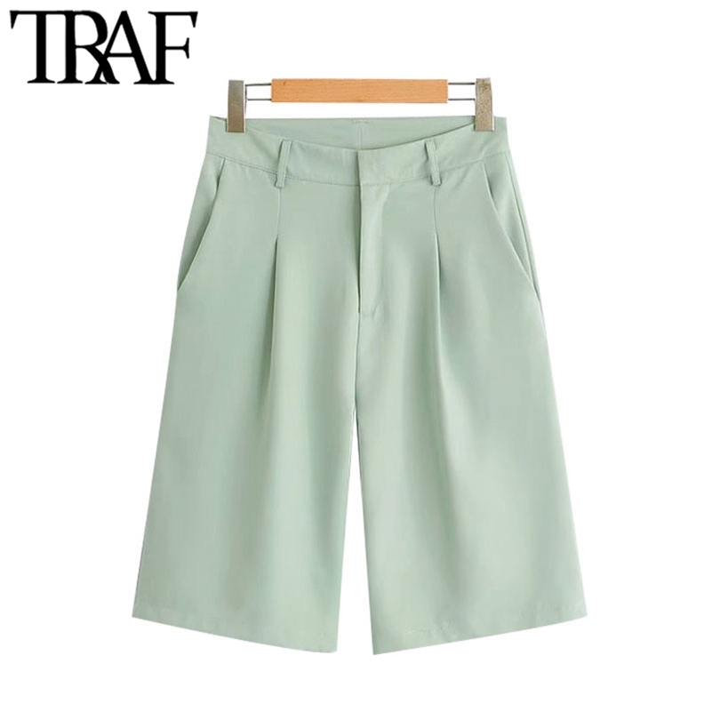 TRAF Women Chic Fashion Office Wear Straight Pants Vintage High Waist Side Pockets Female Short Pants Pantalones Mujer 210611, As picture
TRAF Women Chic Fashion Office Wear Straight Pants Vintage High Waist Side Pockets Female Short Pants Pantalones Mujer 210611, As picture
